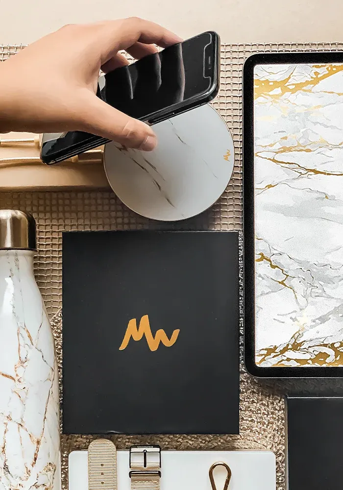 Chargeur Sans Fil Effet Marbre Blanc – Image 4