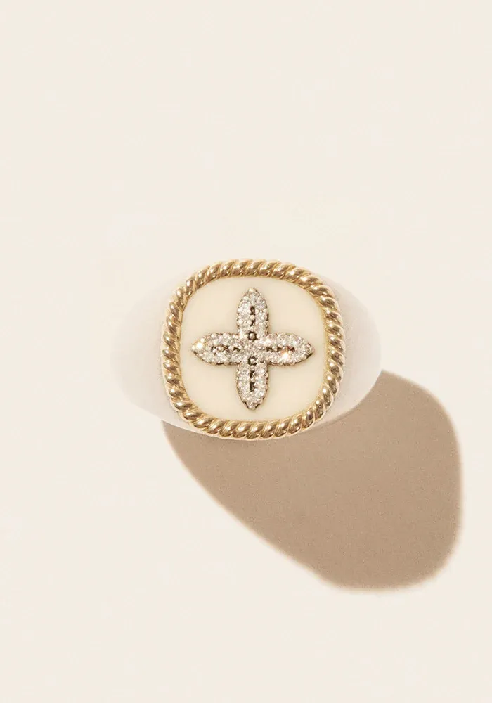 Chevalière Bowie Blanc Homme Diamants