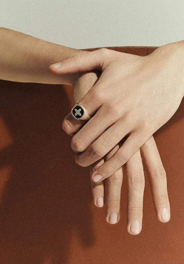 Chevalière Bowie Noir Homme Diamants