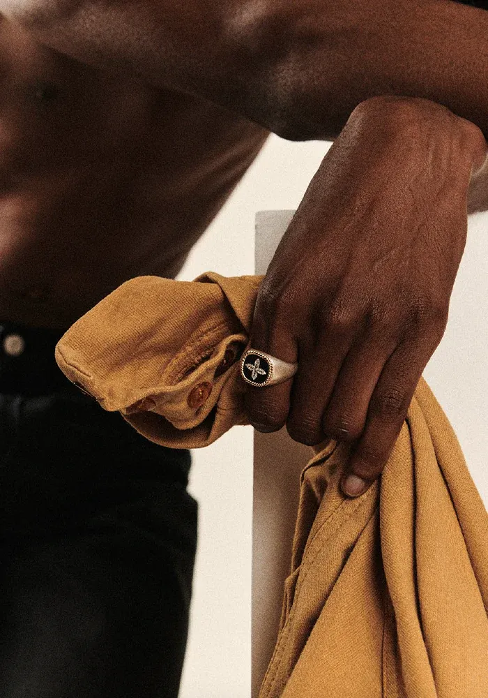 Chevalière Bowie Noir Homme Diamants – Image 3