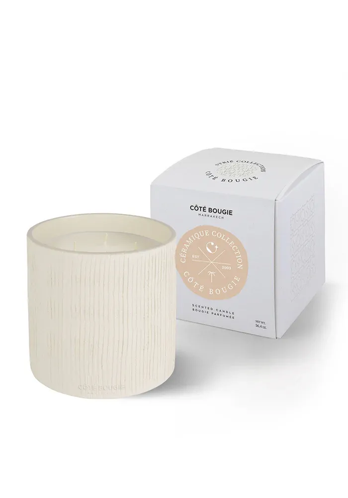 Bougie Céramique Striée Blanche L – Image 3