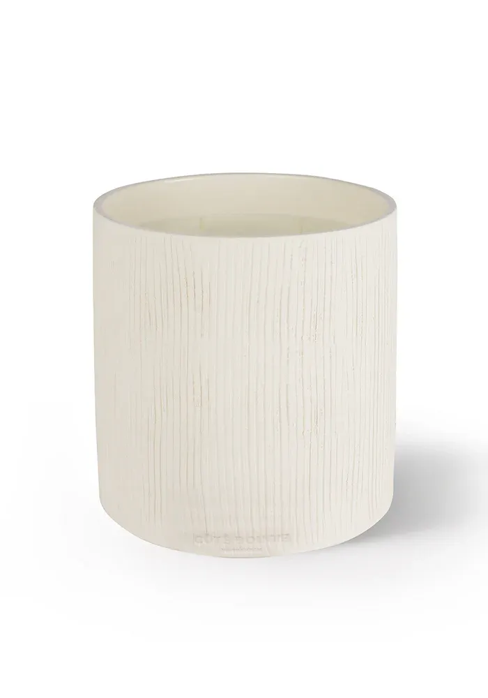 Bougie Céramique Striée Blanche XL