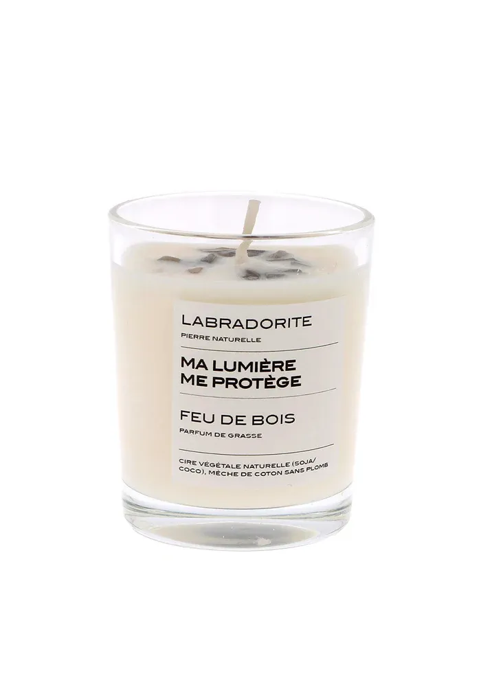 Bougie "Ma Lumière Me Protège" Labradorite Petit Modèle
