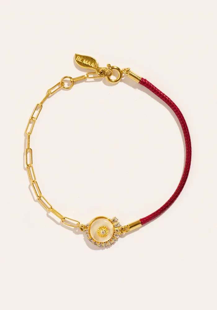 Bracelet Coquillage Cordon Bordeaux Nacre