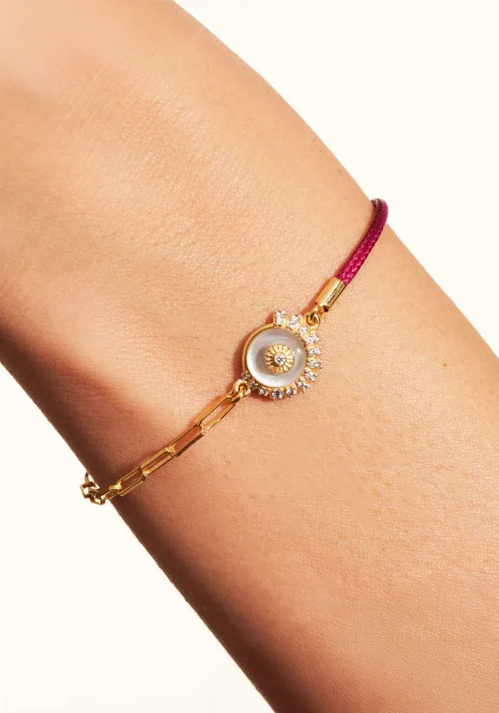 Bracelet Coquillage Cordon Bordeaux Nacre – Image 2